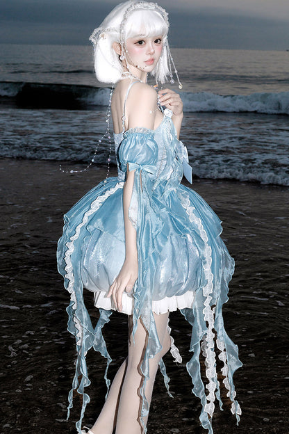 Fantasy Jellyfish Suspender Dress With Sleeves Set
