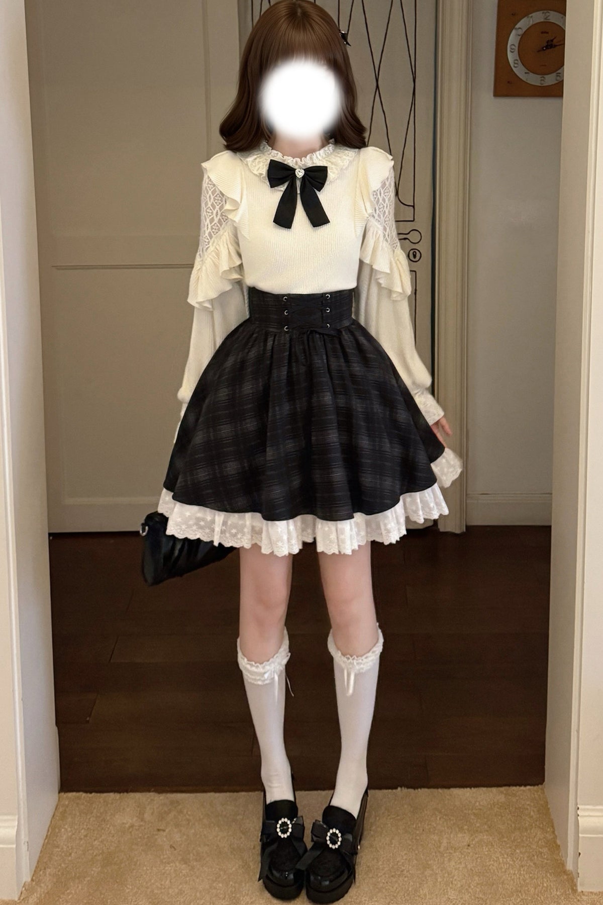 Long-Sleeved Knit Top and Skirt Set