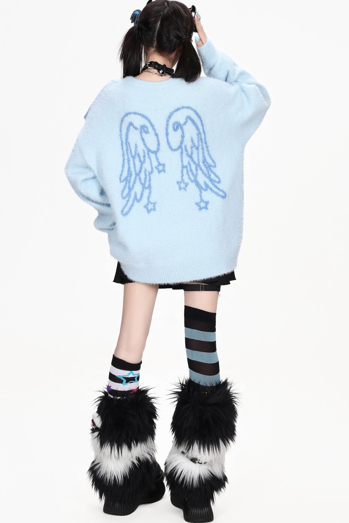Striped Angel Wing Pullover Sweater