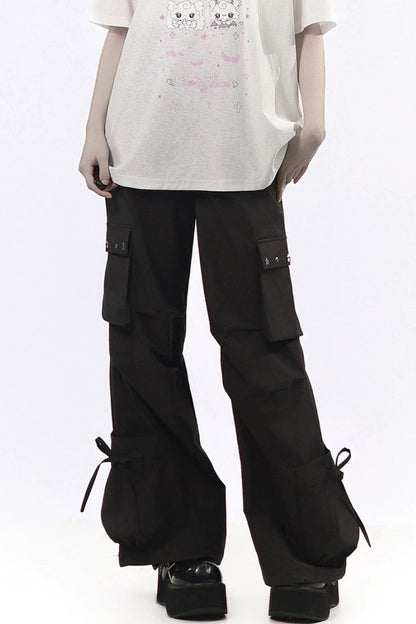 Studded Gathered Cargo Pants