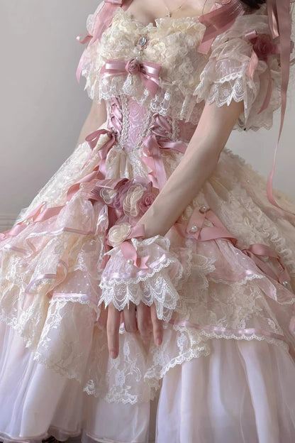 Rose-Schleifen-Gorgeous-Prinzessinnen-Lolita-Kleid