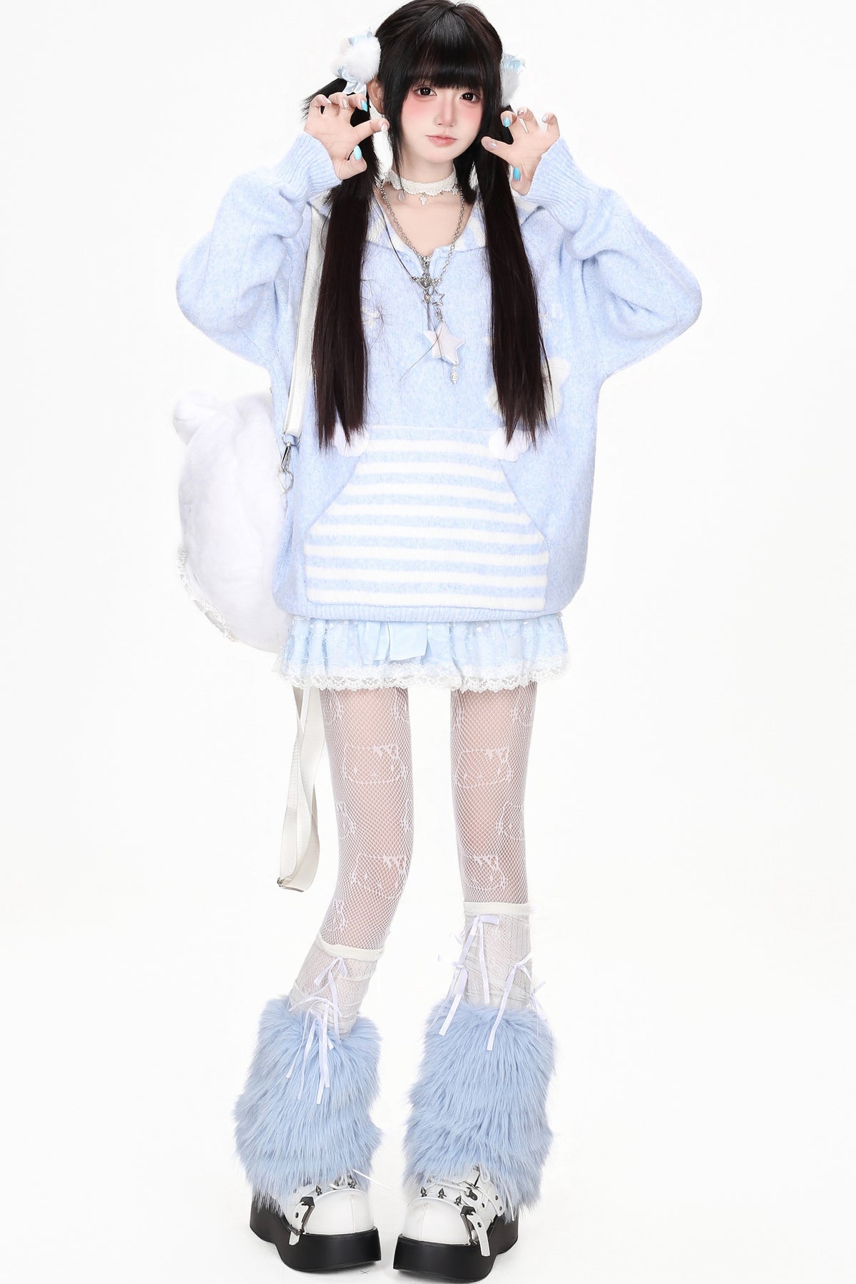 Striped Sailor Collar Bunny Sweater