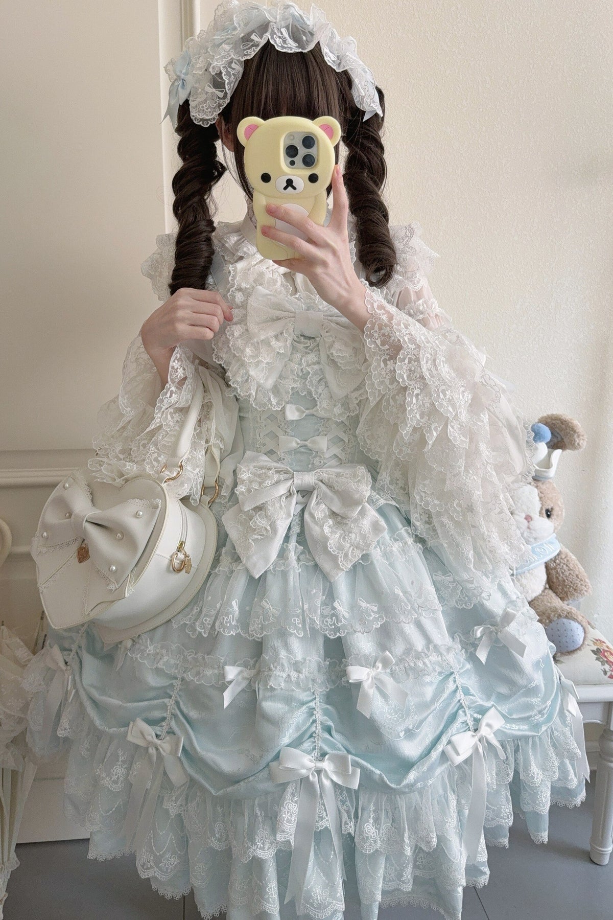 Silk Satin Doll-Like JSK Strap Dress