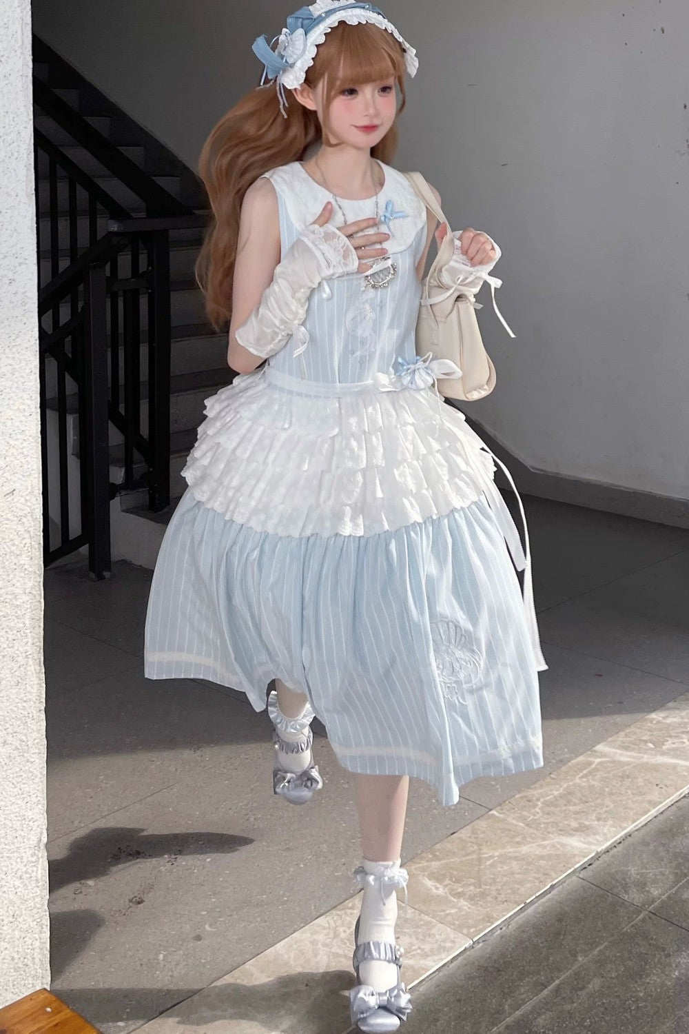 Blue Marine Fairy Lace Lolita Dress + Top + Skirt