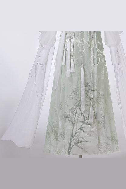 Green Modified Han Elements Hanfu Top and Skirt Set-Up
