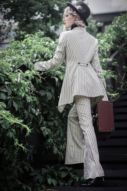 Striped Flared Suit Pants