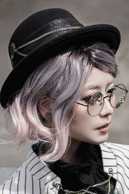 Steampunk Feather Gear Bowler Hat