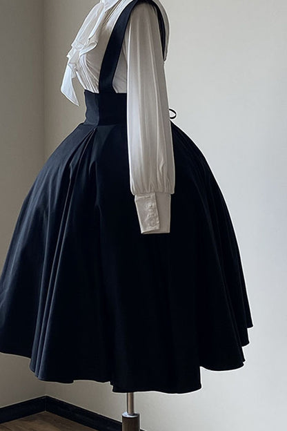 Black Iris Ruffle Suspender Half Skirt