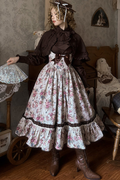 Vintage Floral Elegant Lolita Dress Set-Up