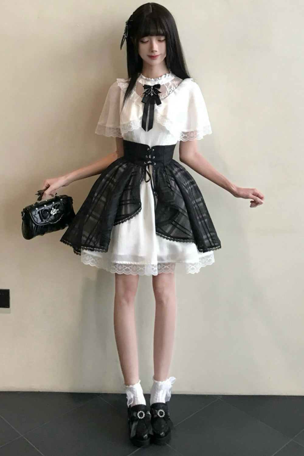Smoothie Mocha Lace Shawl Overskirt Dress Set-Up