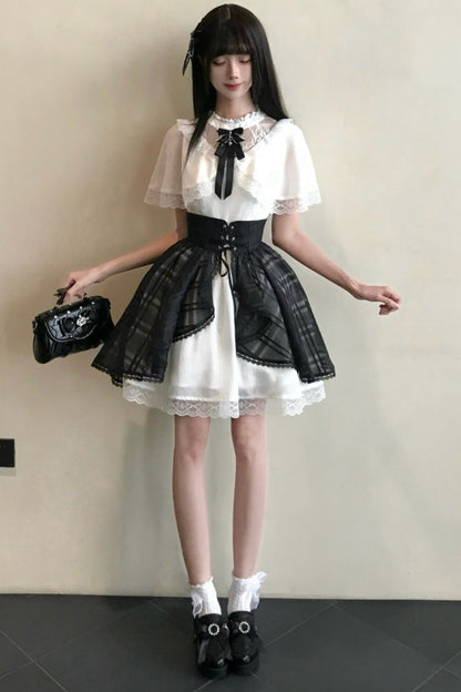 Smoothie Mocha Lace Shawl Overskirt Dress Set-Up