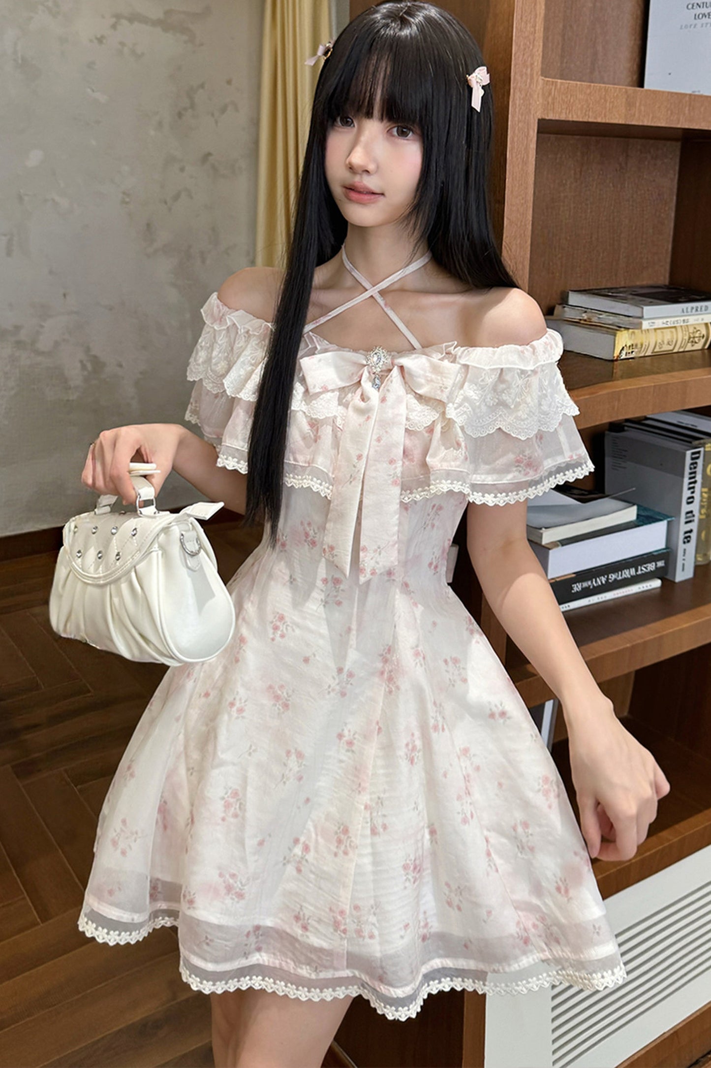 Floral Off-Shoulder Tea Break Dress