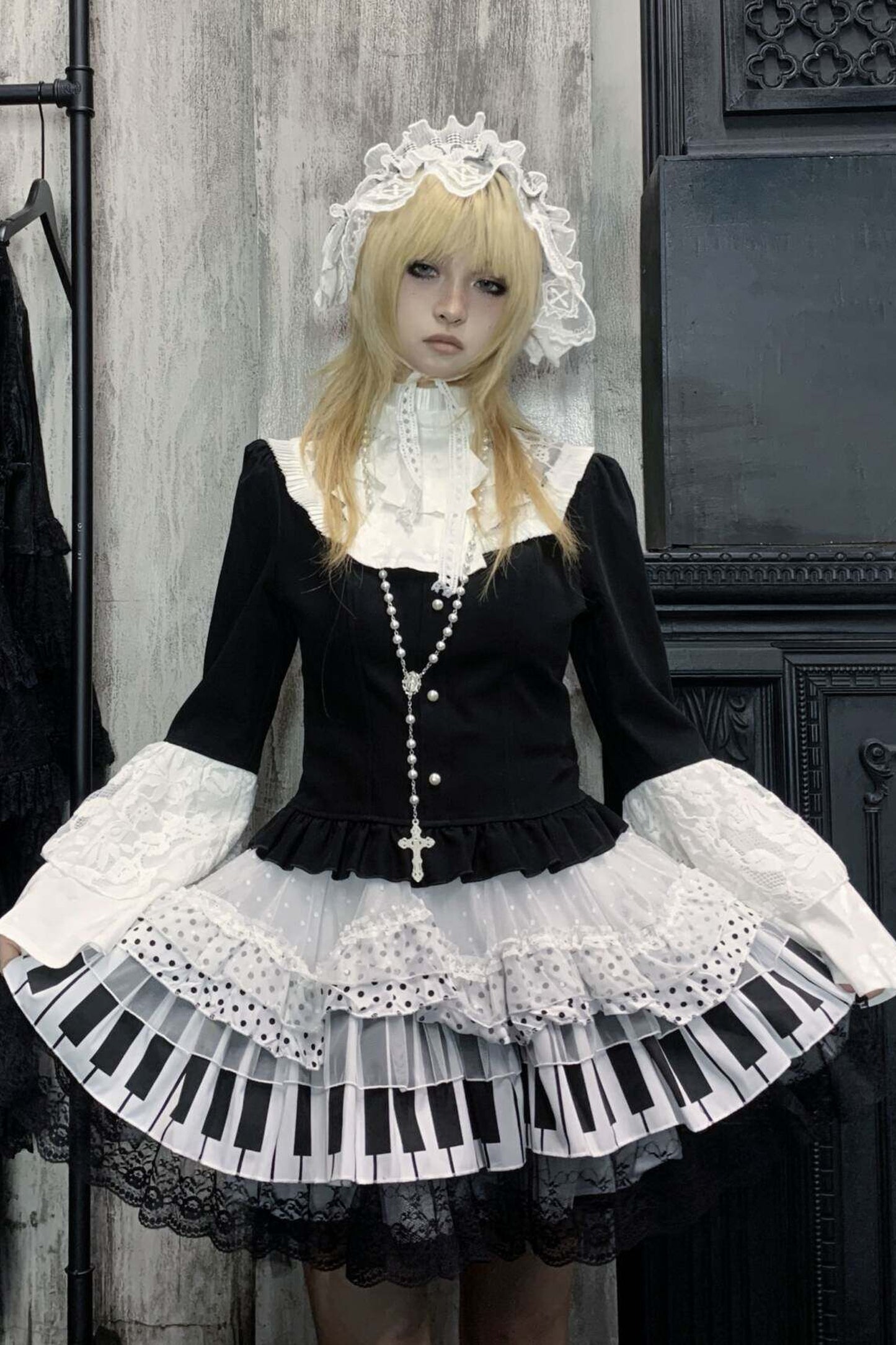 ピアノゴシックレースティアードスカート