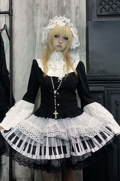 ピアノゴシックレースティアードスカート