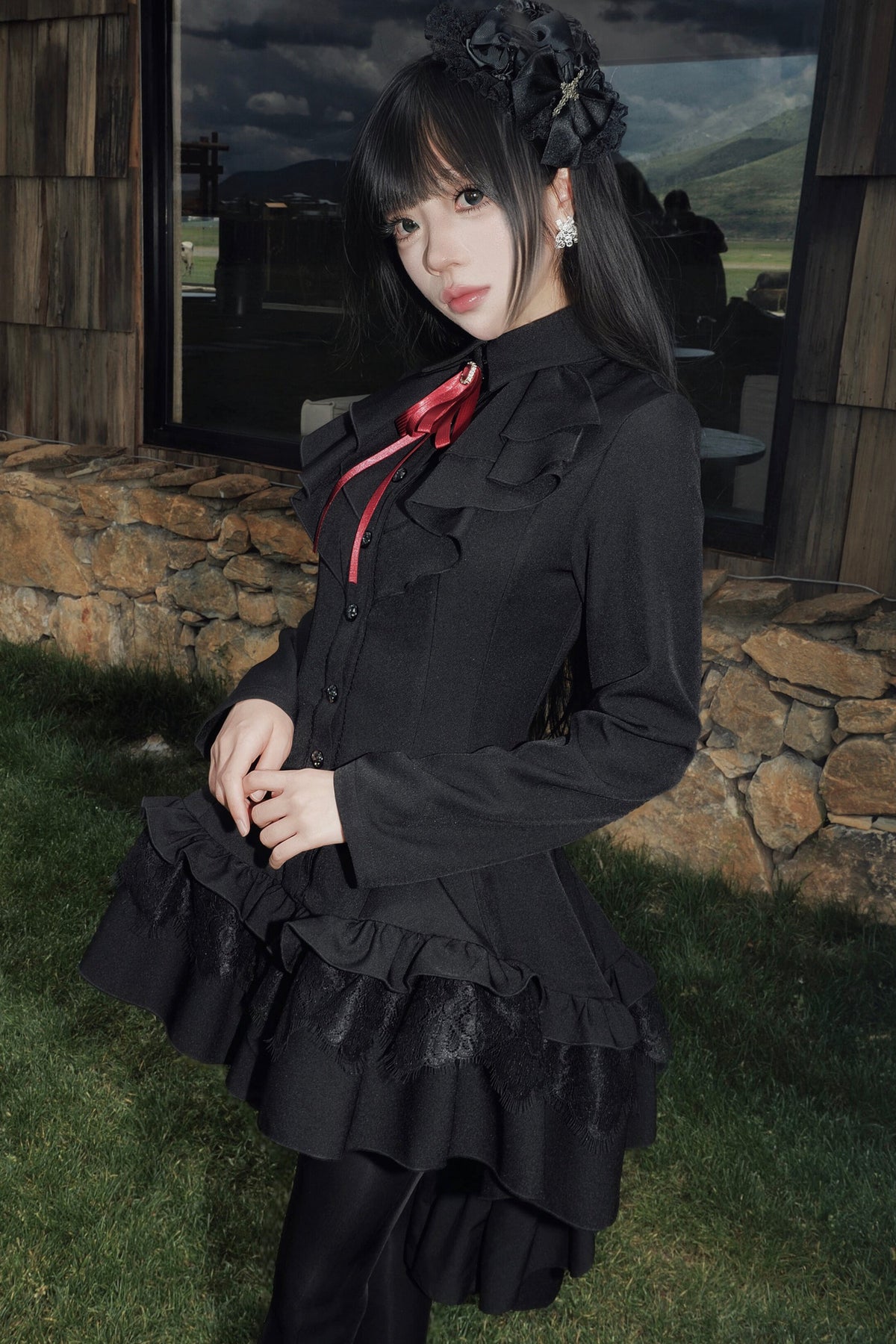 Gothic Ten-Piece Cut Lace Dress