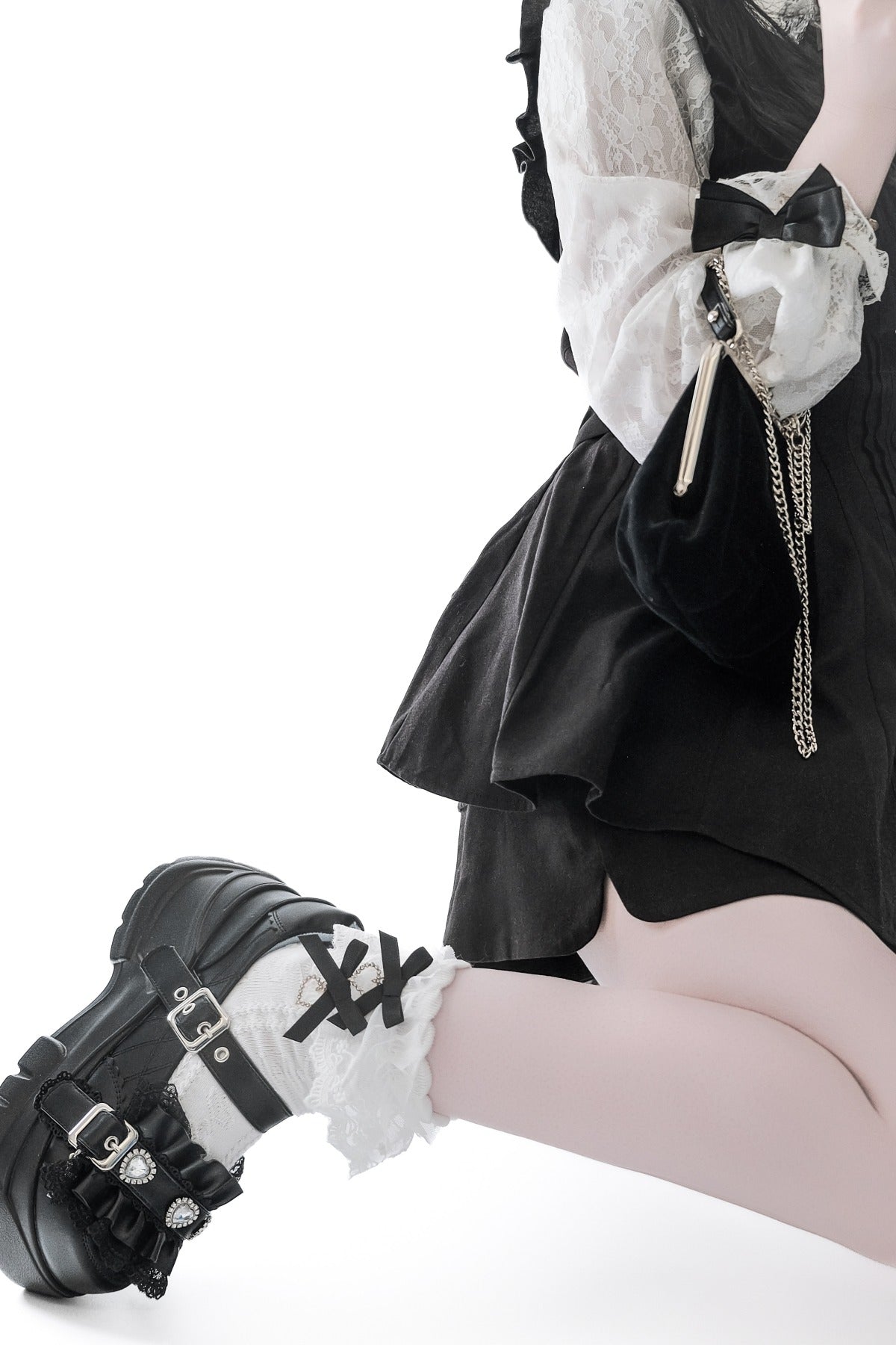 Scarpe con plateau e fibbia arricciata