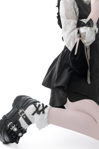 Scarpe con plateau e fibbia arricciata