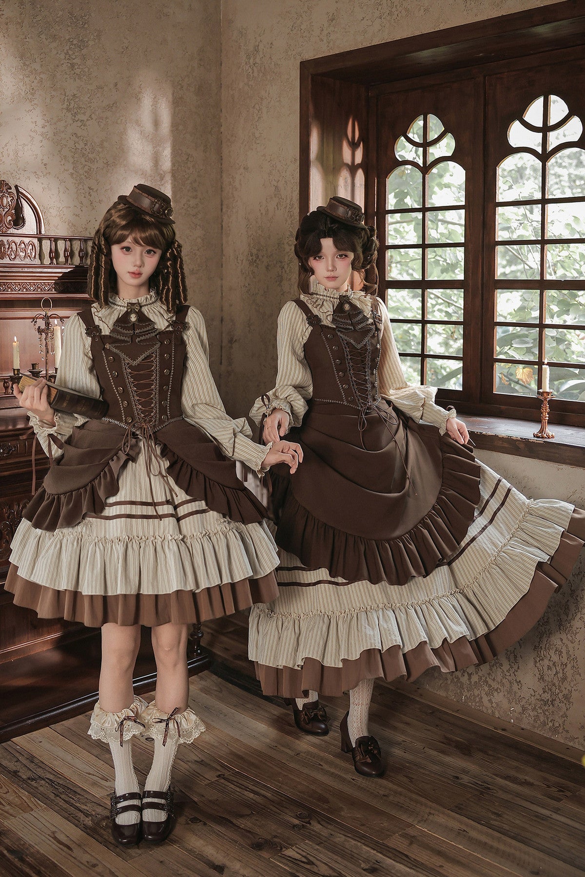 Gerüschtes Two-Way-Kleid mit Accessoire-Set