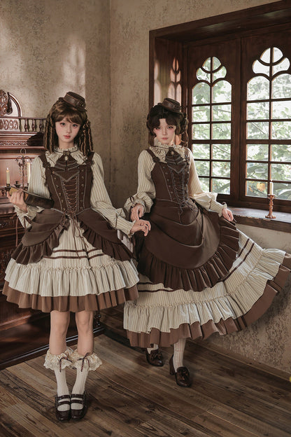 Gerüschtes Two-Way-Kleid mit Accessoire-Set