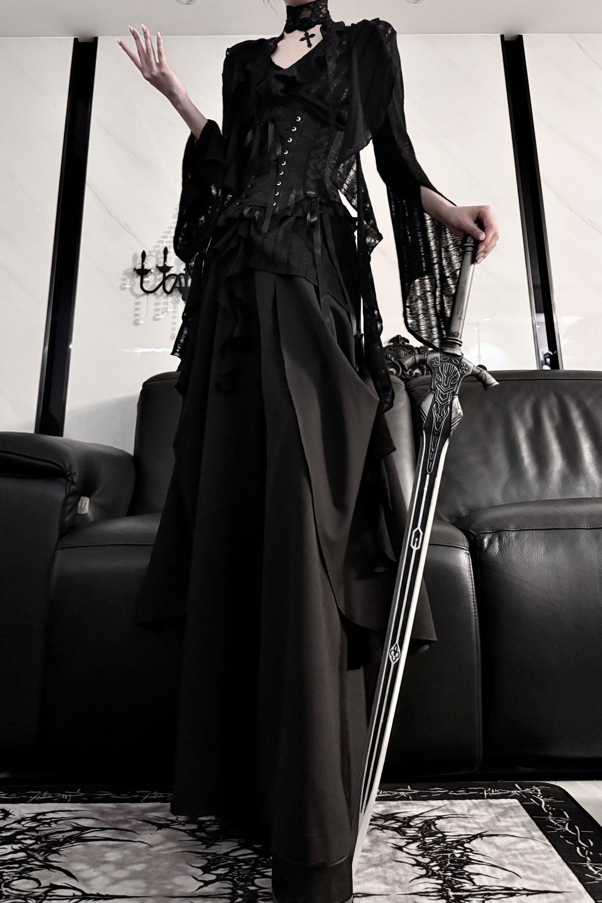 High-Waisted Wide-Leg Skirt Set
