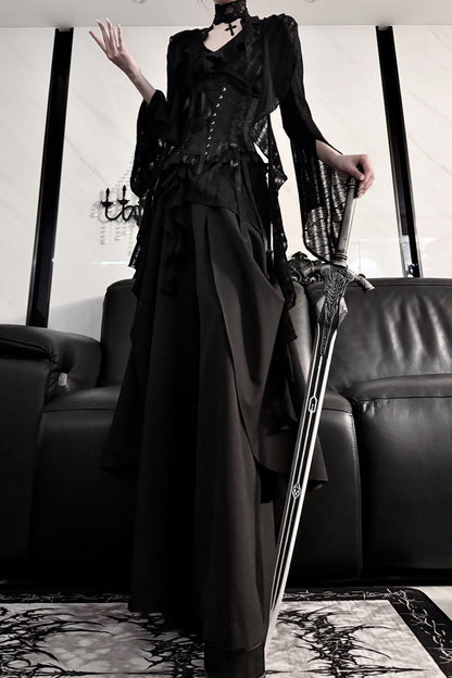 High-Waisted Wide-Leg Skirt Set