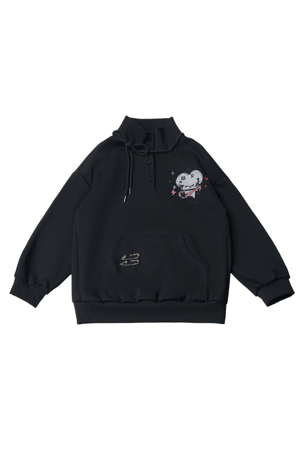 Gray Black Bass Mouse Sweatshirt Set