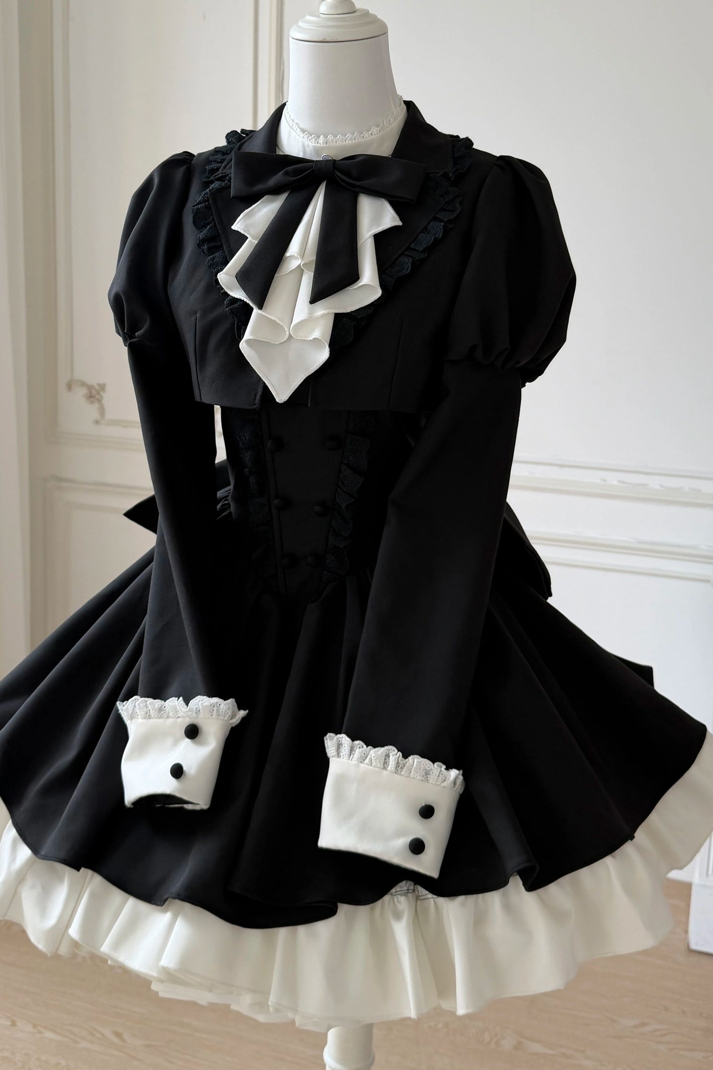 Black Ruffle Sleeve Dress Set-Up
