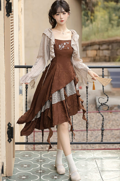 Dune Traveler Asymmetric Retro Dress Set