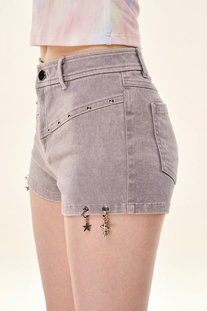 Greige Studded Shorts