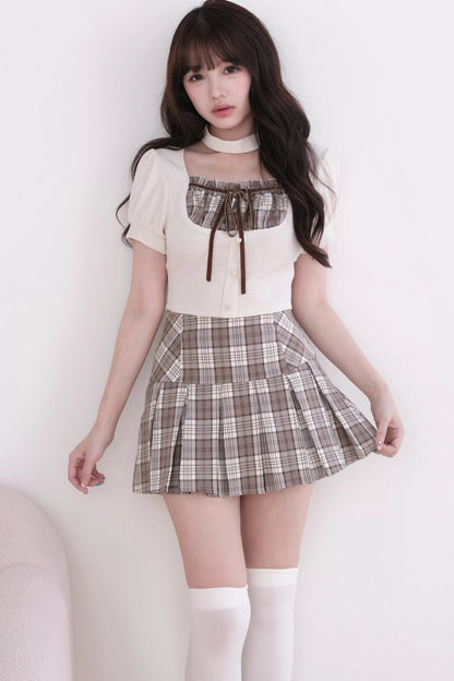 [Pre-order Item] Jirai Kei Plaid Pleated Set-Up