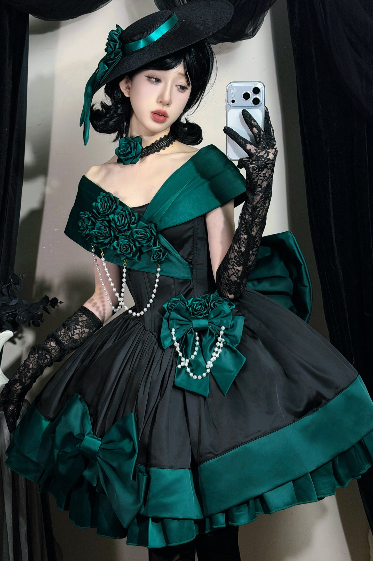 Dark Green Rose Lolita Dress