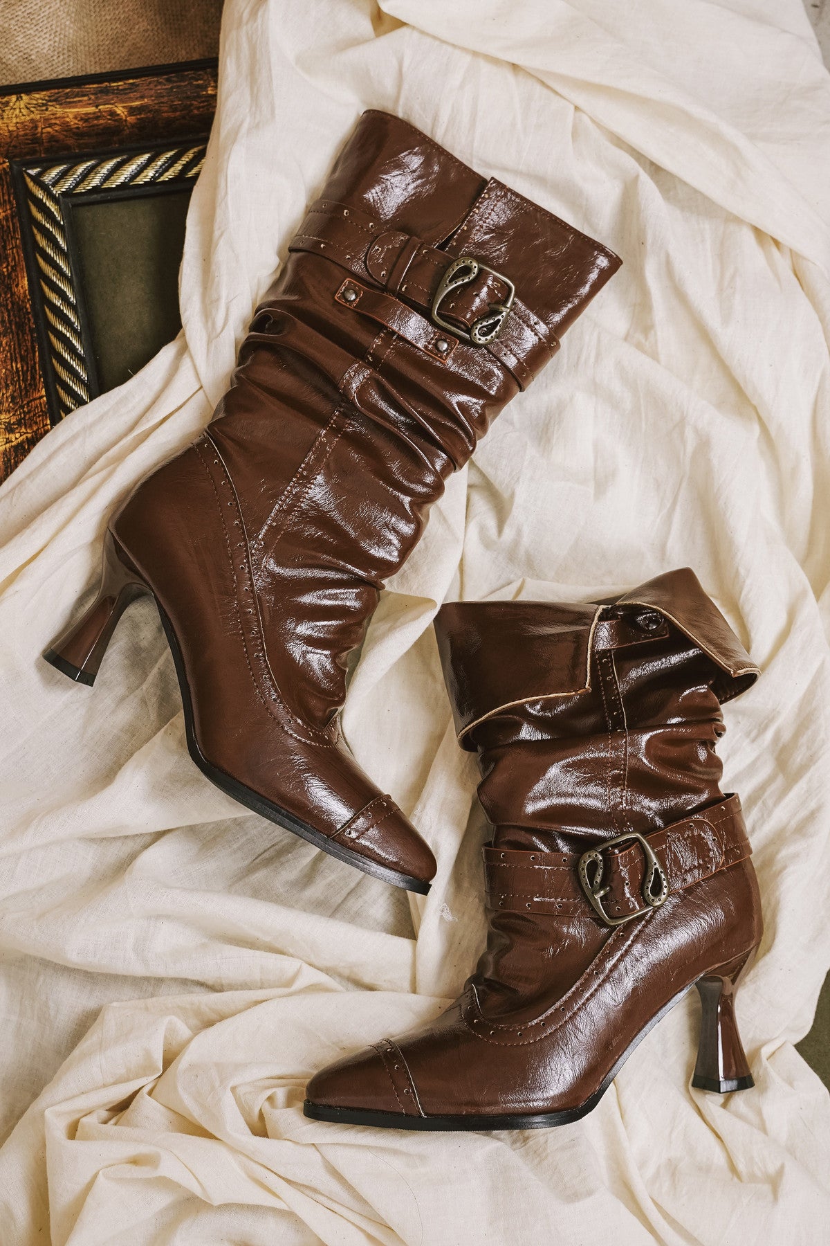 Pointed Toe High Heel Stacked Boots
