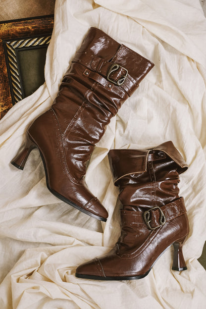 Pointed Toe High Heel Stacked Boots