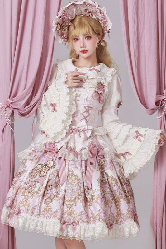 [Pre-order Deadline: May 21] Ribbon Tiered Bell Sleeve Lolita Lace Ruffle Blouse