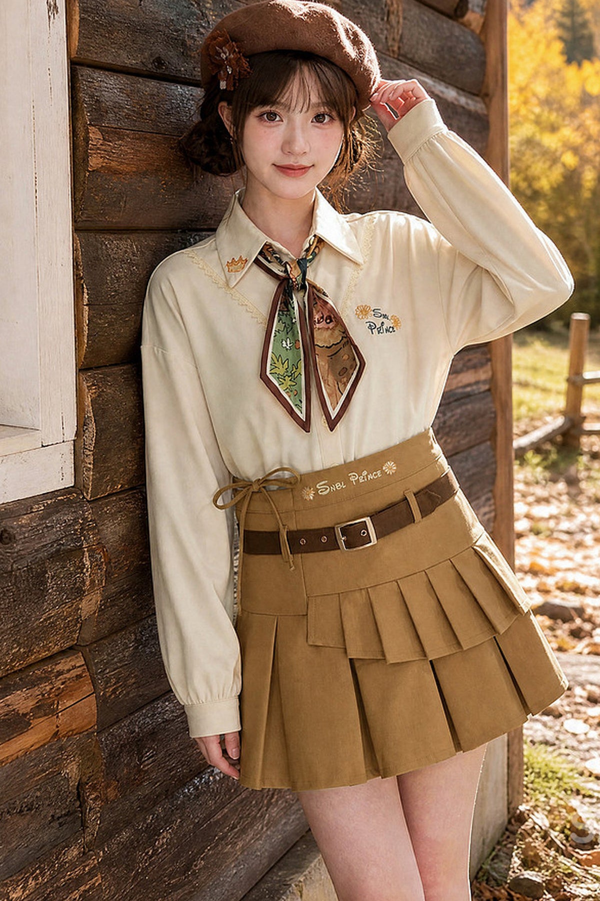 Vintage Oil Painting Knit Cardigan And Skirt