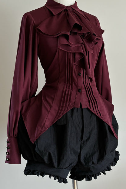 Gothic Ruffle Collar Long-Sleeved Shirt