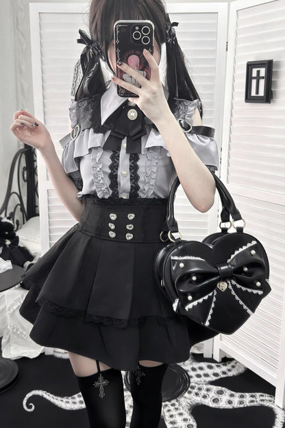 Cherry Short-Sleeve Shirt and Skirt Set-Up