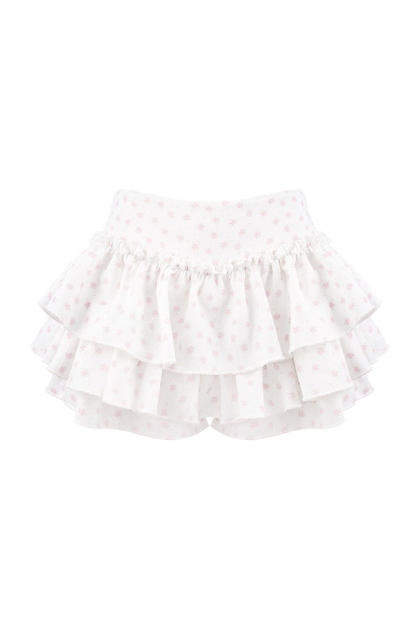 Pink Knitted Cardigan Floral Camisole and Skirt 3-Piece Set-Up
