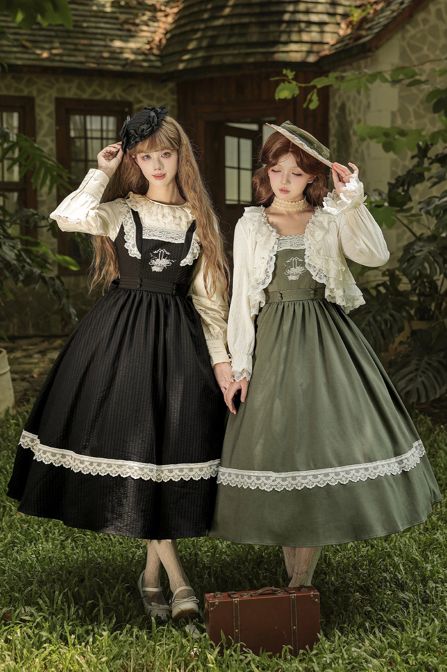 Twin Floral Basket Embroidered JSK Set-Up