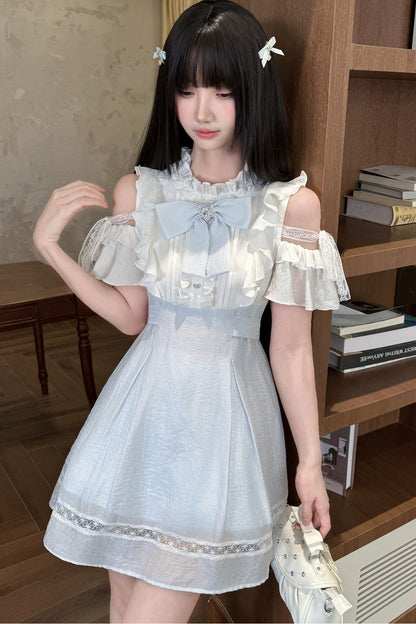 Long Sleeve Off-Shoulder Patchwork Dress