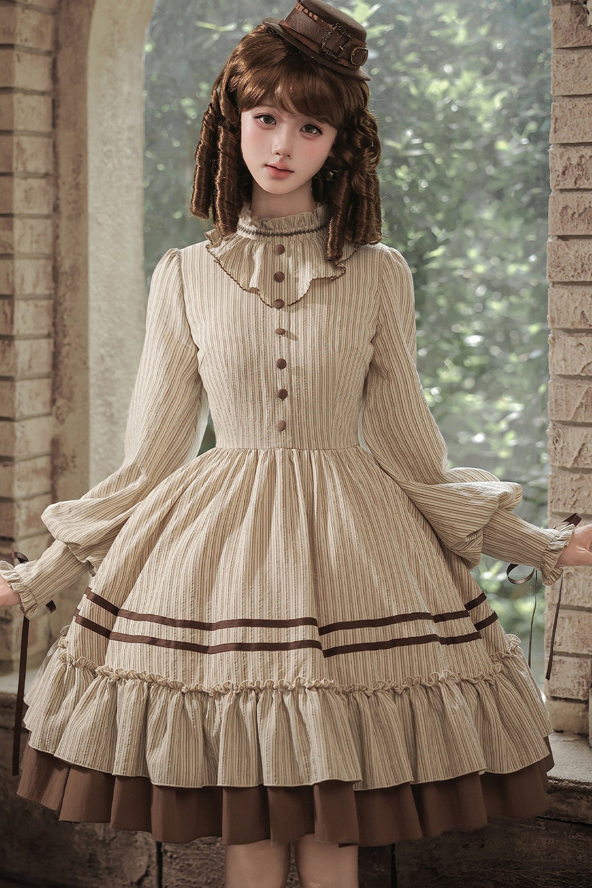 Gerüschtes Two-Way-Kleid mit Accessoire-Set