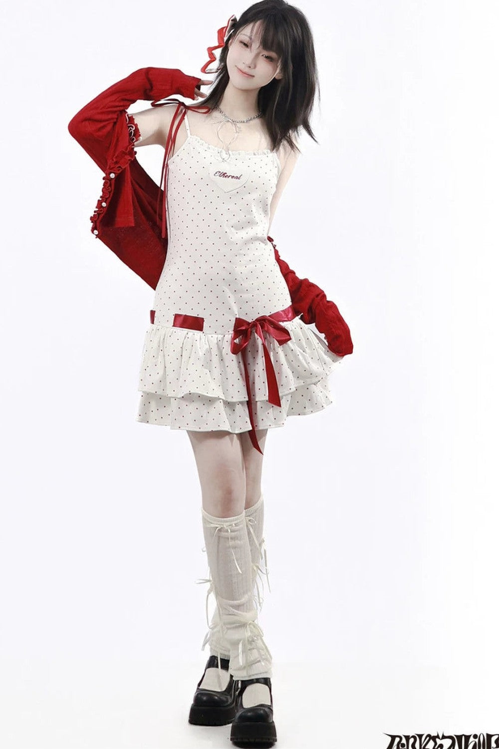 Sugar Berry Dot Knit Dress + Cardigan