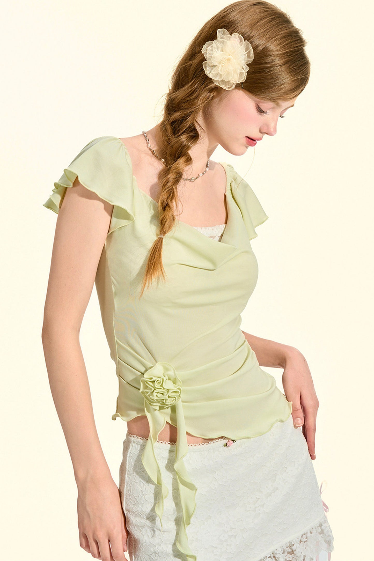 top rosa verde menta