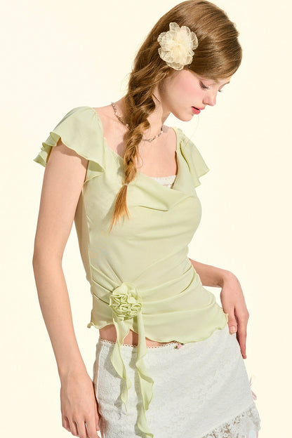 top rosa verde menta