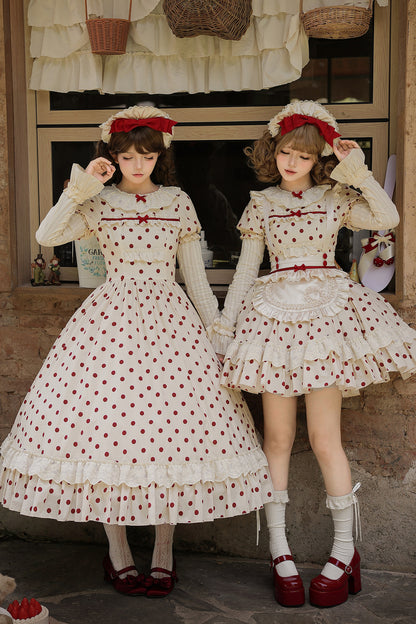 Cotton Polka Dot Print OP Dress Set-Up