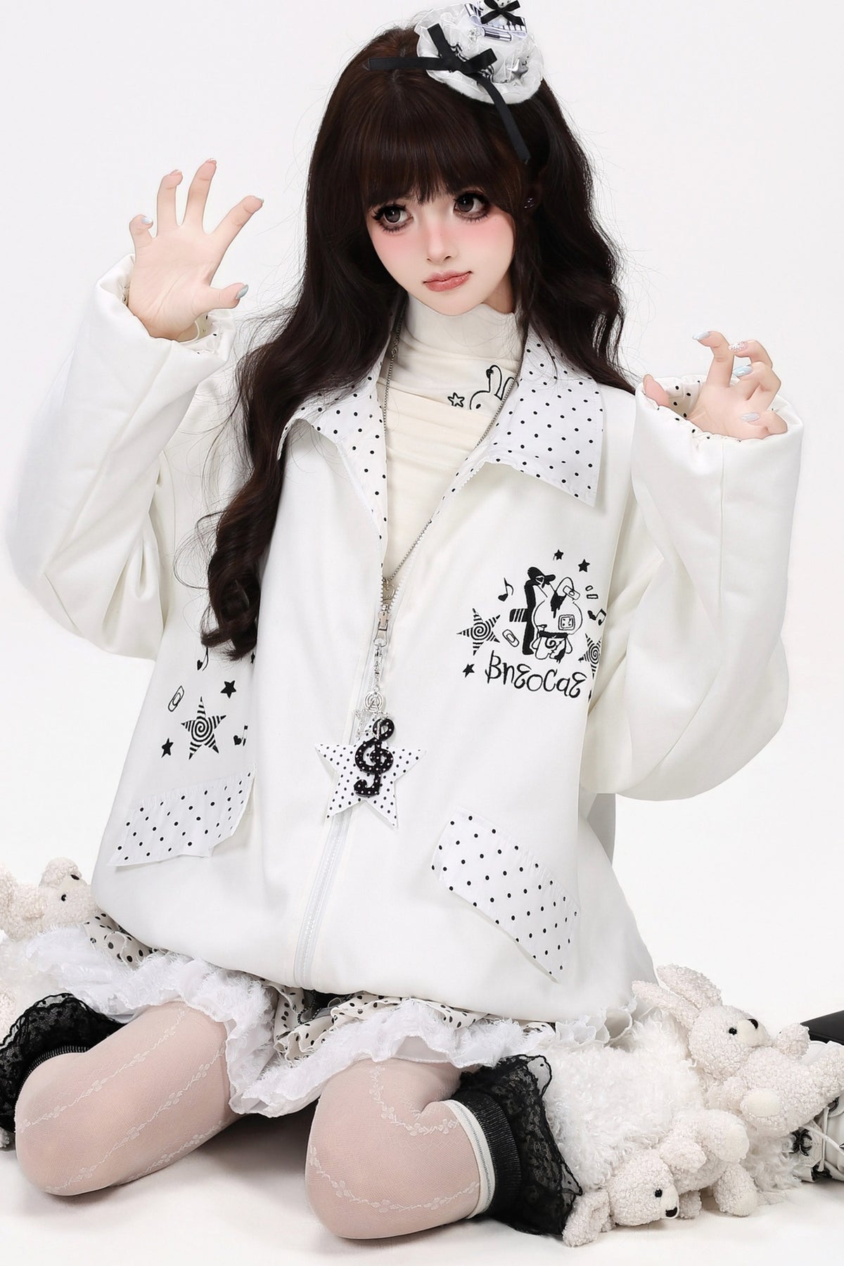 Reversible Polka Dot Lapel Jacket
