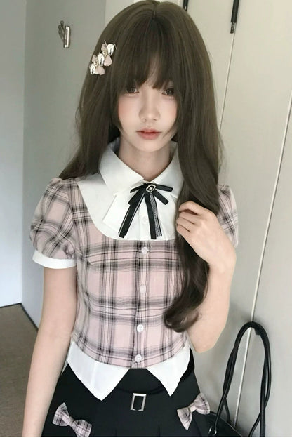 Pink Plaid School Set-Up
