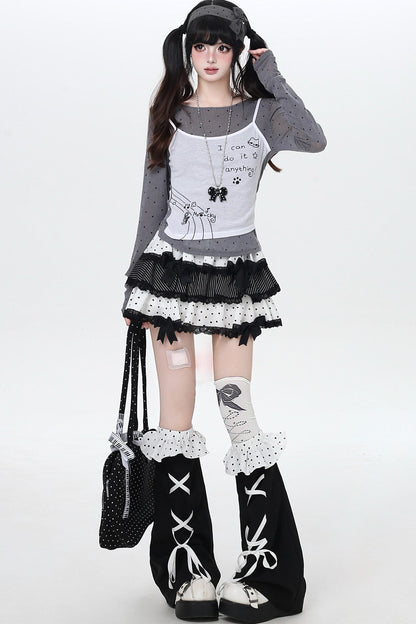 Dotted Sheer Layered Subculture Top