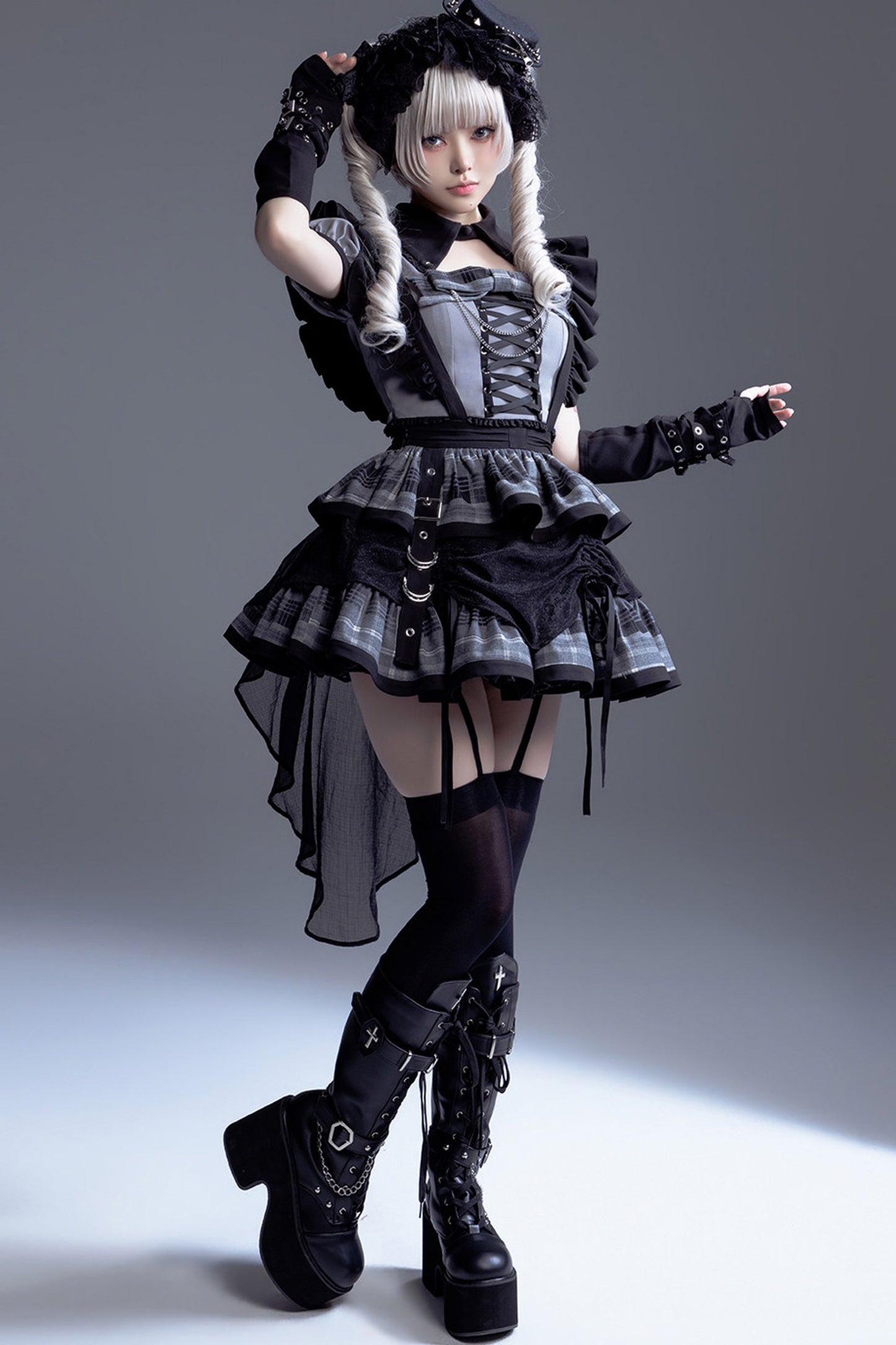 ミッドナイト小悪魔チェックアイドルロリータドレス