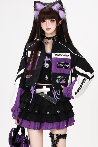 American Style Embroidered Short Jacket and Skirt Set-Up